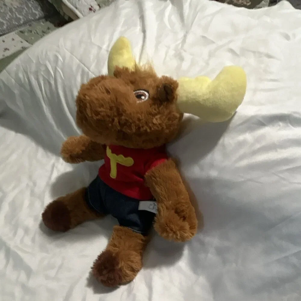Vintage 2002 Tommy Moose Brown Moose Plush Red Shirt Denim Shorts Washable